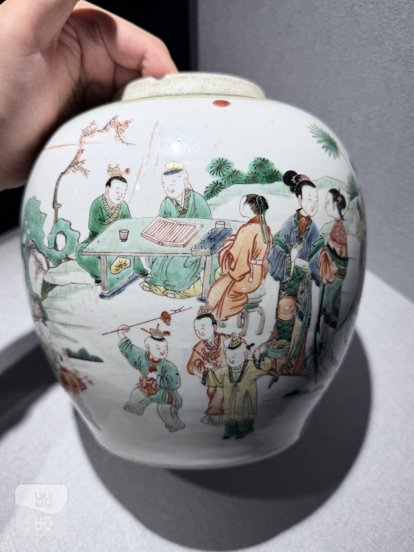 清康熙 瓷胎黑漆嵌螺钿大笔筒 - 图12